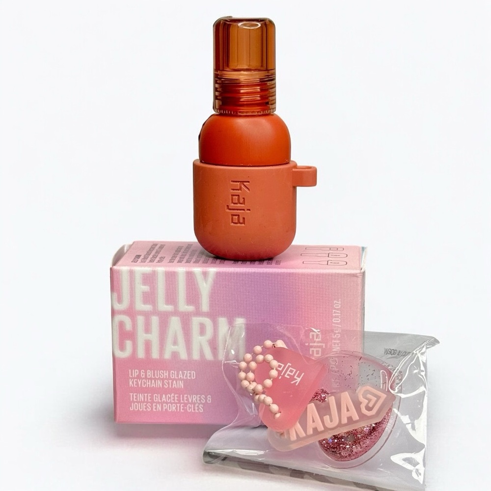 Kaja Beauty Glazed Lip Stain & Blush w/ Jelly Charm Keychain | Peach Fizz | NEW
